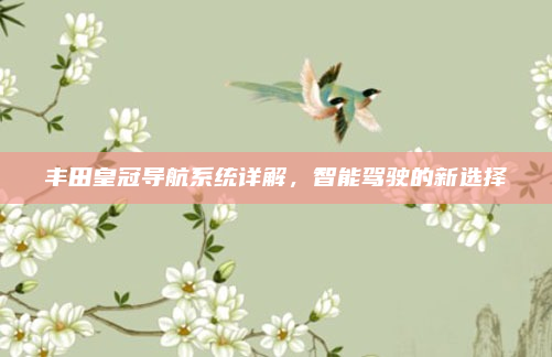 丰田皇冠导航系统详解，智能驾驶的新选择