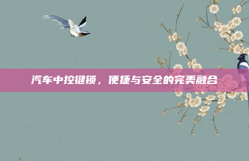 汽车中控键锁，便捷与安全的完美融合