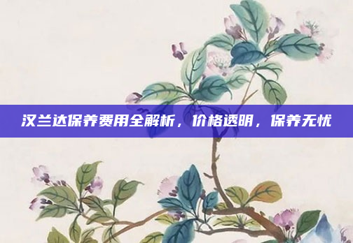 汉兰达保养费用全解析，价格透明，保养无忧
