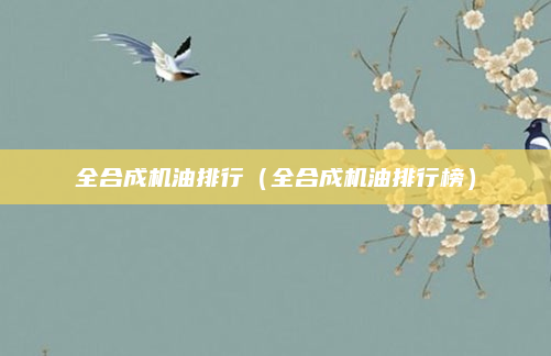 全合成机油排行(全合成机油排行榜)