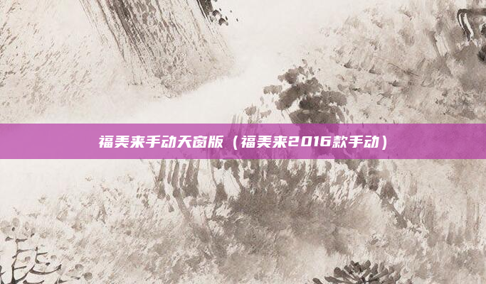 福美来手动天窗版(福美来2016款手动)