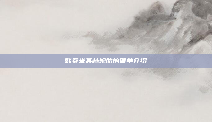 韩泰米其林轮胎的简单介绍