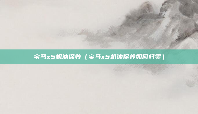 宝马x5机油保养(宝马x5机油保养如何归零)