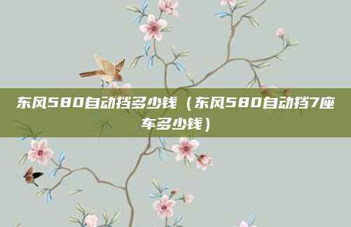 东风580自动挡多少钱(东风580自动挡7座车多少钱)