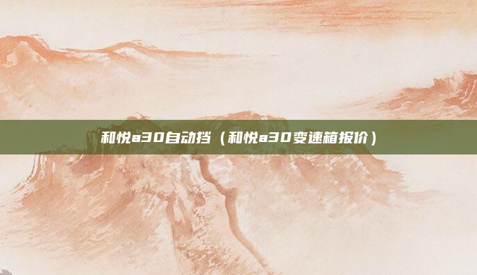 和悦a30自动挡（和悦a30变速箱报价）