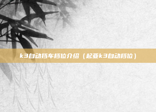 k3自动挡车档位介绍（起亚k3自动档位）