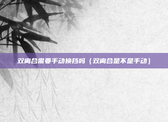 双离合需要手动换挡吗（双离合是不是手动）