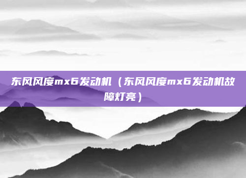 东风风度mx6发动机(东风风度mx6发动机故障灯亮)