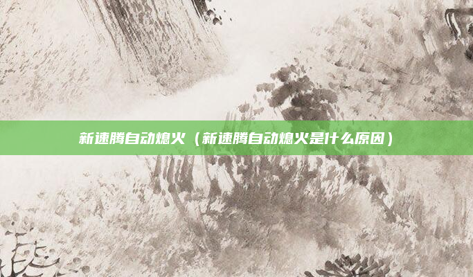 新速腾自动熄火(新速腾自动熄火是什么原因)