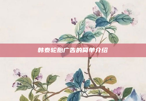韩泰轮胎广告的简单介绍