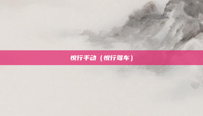 悦行手动(悦行驾车)