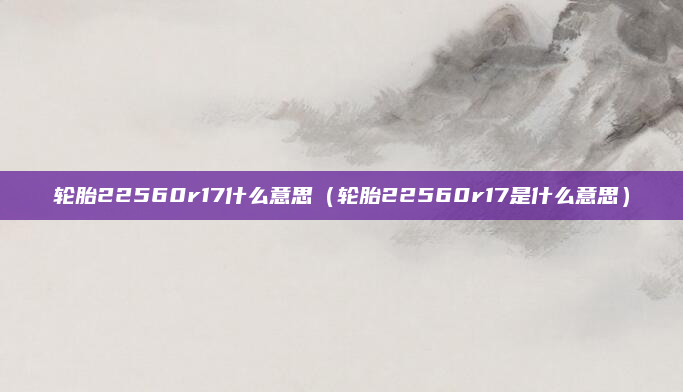 轮胎22560r17什么意思(轮胎22560r17是什么意思)