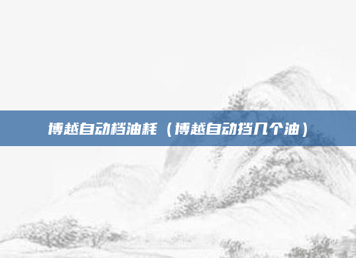 博越自动档油耗（博越自动挡几个油）