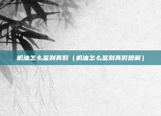 机油怎么鉴别真假（机油怎么鉴别真假图解）