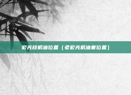 宏光放机油位置（老宏光机油塞位置）