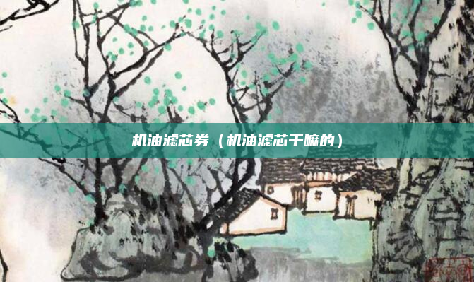 机油滤芯券（机油滤芯干嘛的）