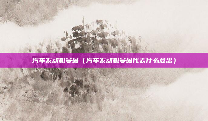 汽车发动机号码（汽车发动机号码代表什么意思）