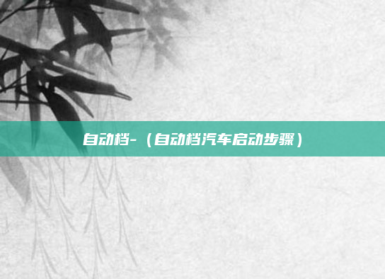 自动档-(自动档汽车启动步骤)