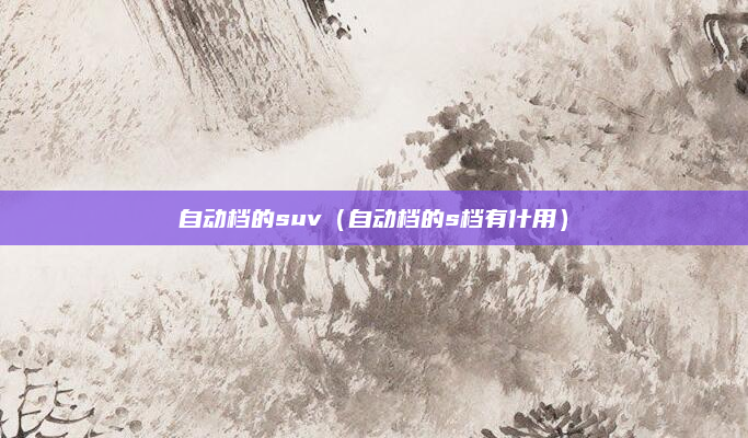 自动档的suv(自动档的s档有什用)