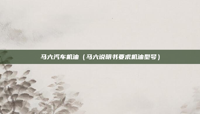 马六汽车机油(马六说明书要求机油型号)