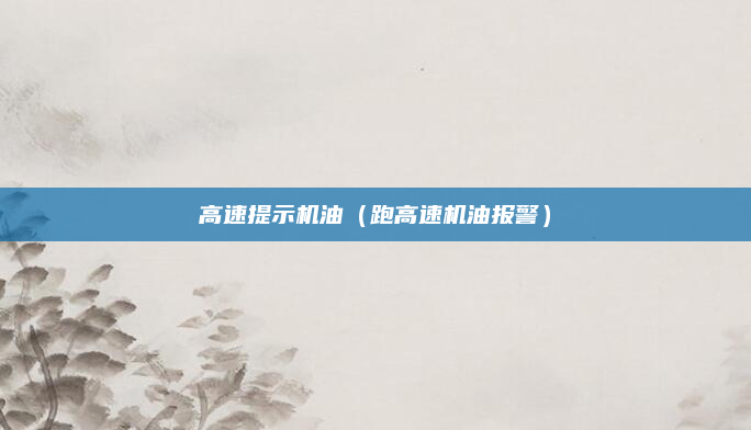 高速提示机油（跑高速机油报警）