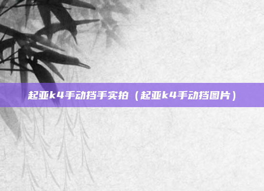 起亚k4手动挡手实拍（起亚k4手动挡图片）
