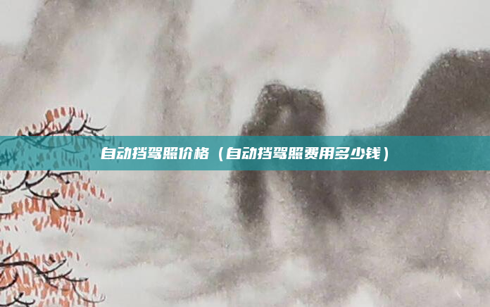 自动挡驾照价格(自动挡驾照费用多少钱)