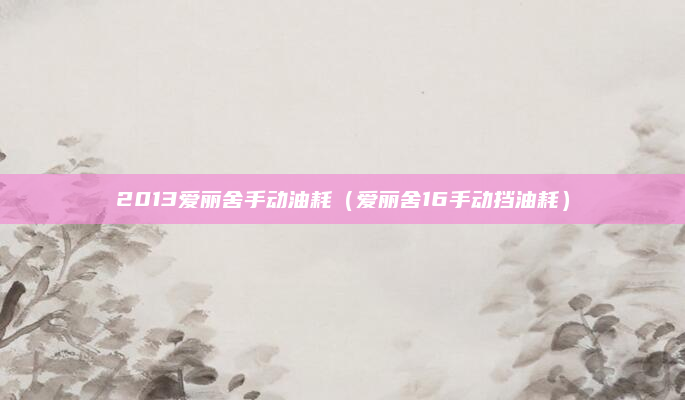 2013爱丽舍手动油耗（爱丽舍16手动挡油耗）