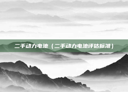 二手动力电池（二手动力电池评估标准）