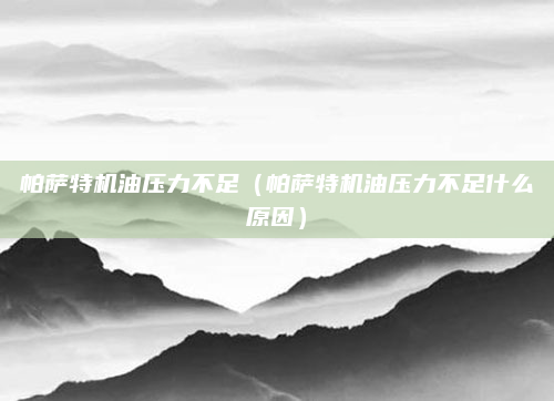 帕萨特机油压力不足（帕萨特机油压力不足什么原因）