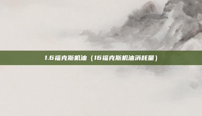 1.6福克斯机油（16福克斯机油消耗量）