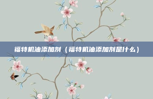 福特机油添加剂（福特机油添加剂是什么）
