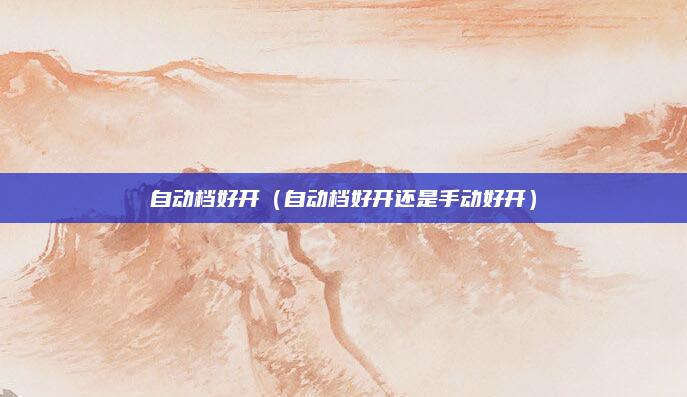 自动档好开（自动档好开还是手动好开）
