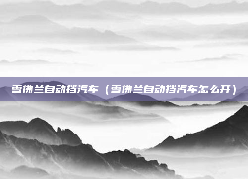 雪佛兰自动挡汽车(雪佛兰自动挡汽车怎么开)