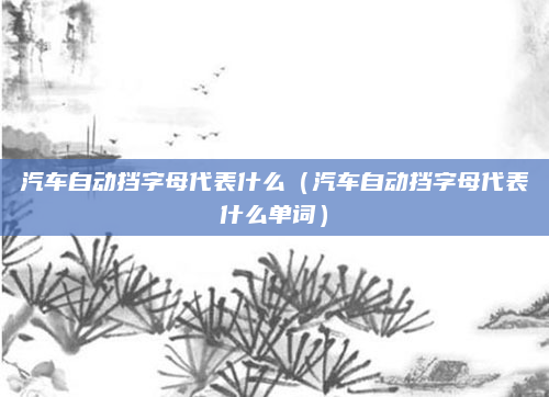 汽车自动挡字母代表什么（汽车自动挡字母代表什么单词）