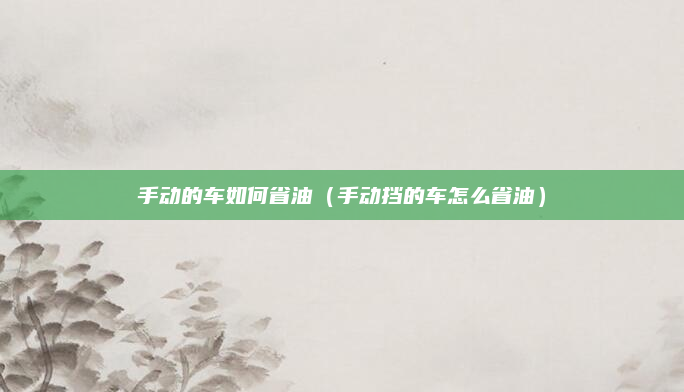 手动的车如何省油（手动挡的车怎么省油）