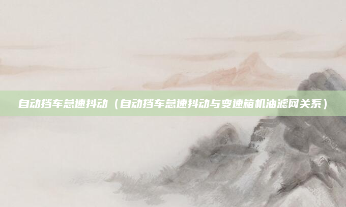 自动挡车怠速抖动(自动挡车怠速抖动与变速箱机油滤网关系)