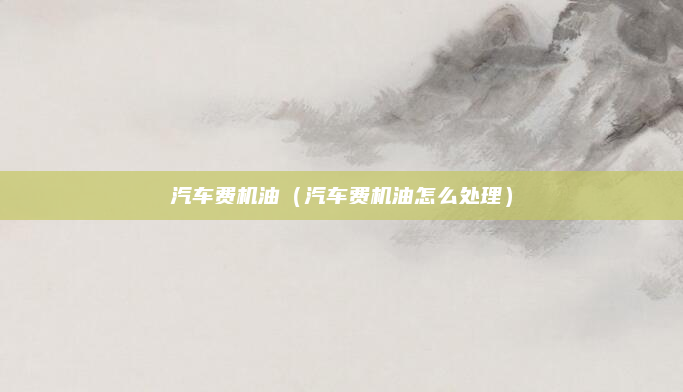 汽车费机油(汽车费机油怎么处理)