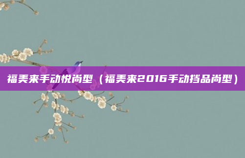 福美来手动悦尚型(福美来2016手动挡品尚型)