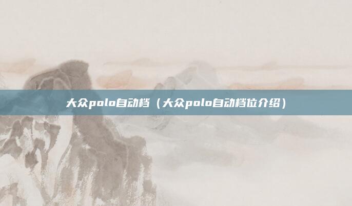 大众polo自动档(大众polo自动档位介绍)