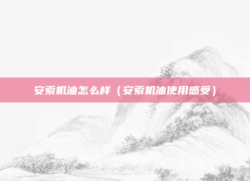 安索机油怎么样(安索机油使用感受)