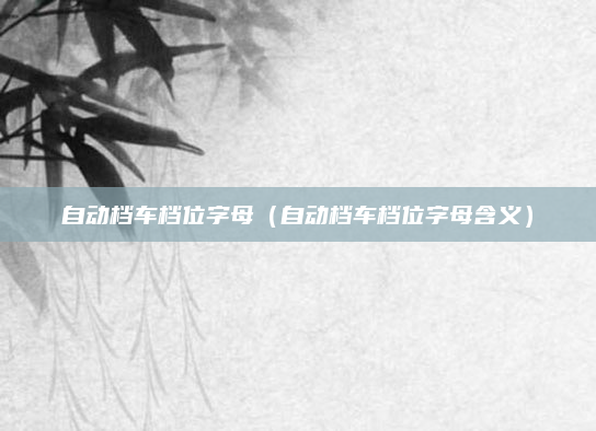 自动档车档位字母（自动档车档位字母含义）