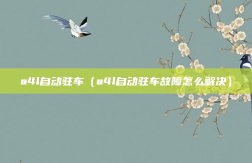 a4l自动驻车（a4l自动驻车故障怎么解决）