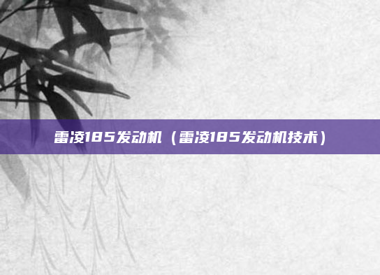 雷凌185发动机（雷凌185发动机技术）