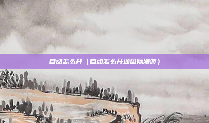 自动怎么开（自动怎么开通国际漫游）