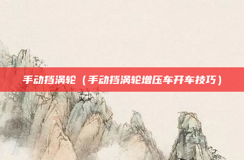 手动挡涡轮(手动挡涡轮增压车开车技巧)