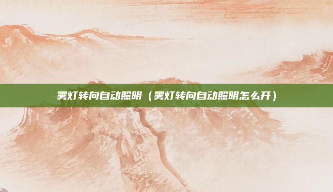 雾灯转向自动照明（雾灯转向自动照明怎么开）