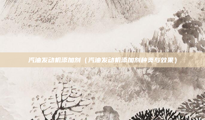 汽油发动机添加剂(汽油发动机添加剂种类与效果)