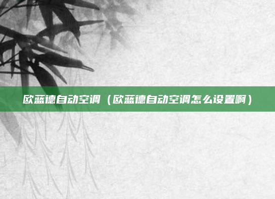 欧蓝德自动空调（欧蓝德自动空调怎么设置啊）