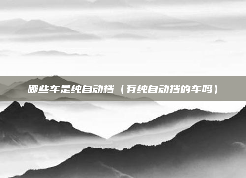 哪些车是纯自动档（有纯自动挡的车吗）